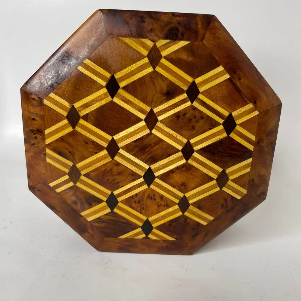 Moroccan Thuya Burl Wood Octagonal Jewelry Box Burl Wooden Inlay Box